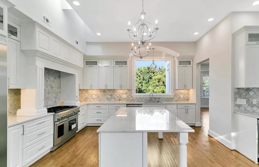 Huge white elegant kitchen