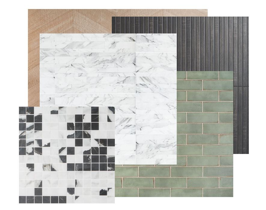 Green black and beige tile selection