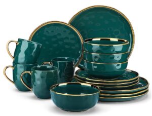 Green and gold dishes