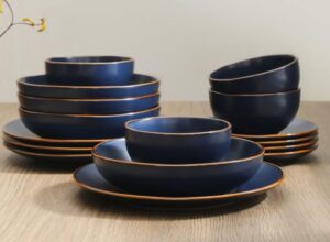 navy and gold dinnerware set